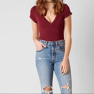 Free People Me Oh My Bodysuit-Wine